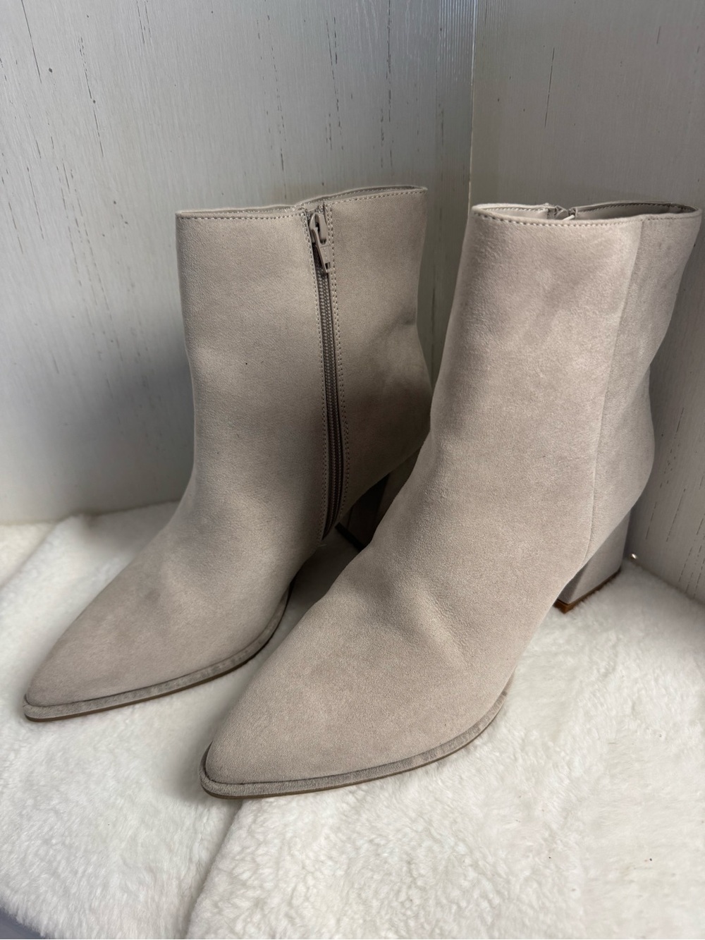 Sonoma Light Taupe Suede Pointed Toe Ankle Booties